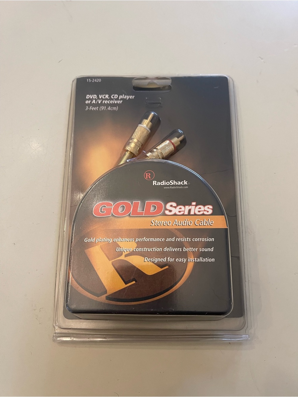 RadioShack 15-2420 Gold Series RCA Audio Cable 3 Foot Stereo Vintage
